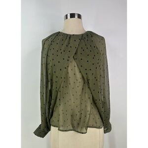 Zara Olive Polka Dot Blouse